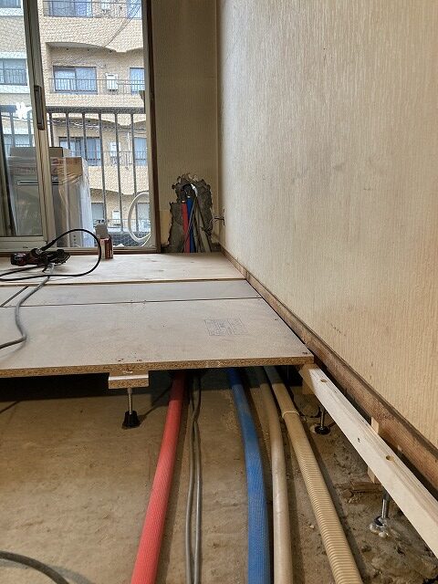 杉並区　マンションリノベーション　二重床　床下地