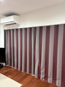 渋谷区リフォーム　照明交換　LED　デザイン　カーテン　柄　お揃い　麻の葉模様