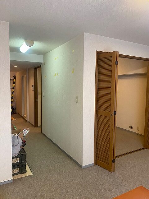 渋谷区　マンションリフォーム　リノベーション　1R　1LDK　カーペットからフローリング　ついたて壁