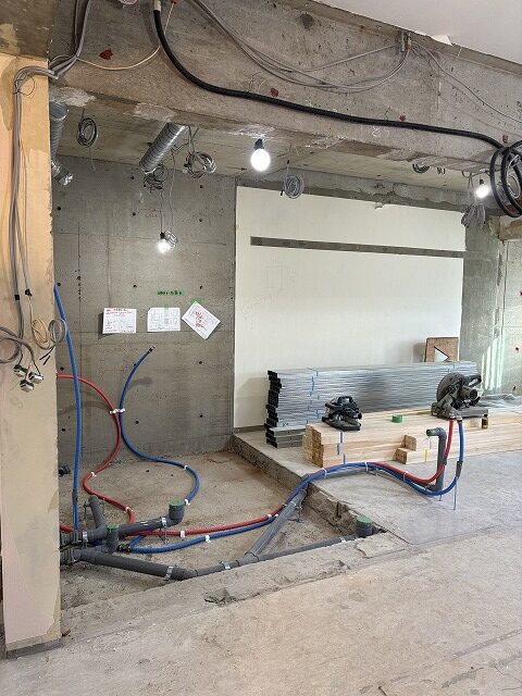 板橋区　マンションリノベーション　賃貸　ユニットバス　リモデルバスルーム　TOTO　現場　WS　配管　現場調査