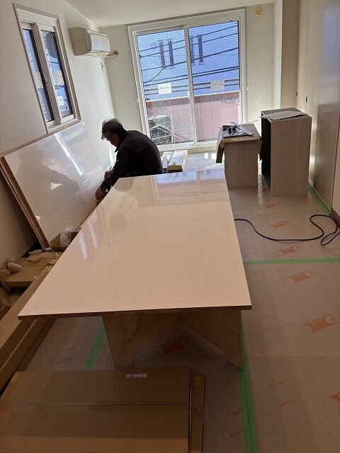 板橋区 マンションリノベーション 賃貸 対面キッチン風 造作キッチンカウンター