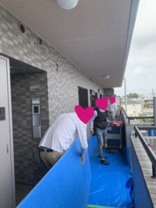 システムバスの交換養生