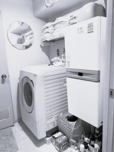 練馬区 築50年 マンションリノベーション 収納 不便 改善 洗濯機上収納