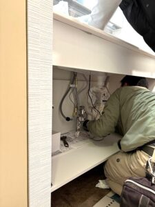 マンション　リノベーション　洗面台　TOTO　エスクア　除菌水　